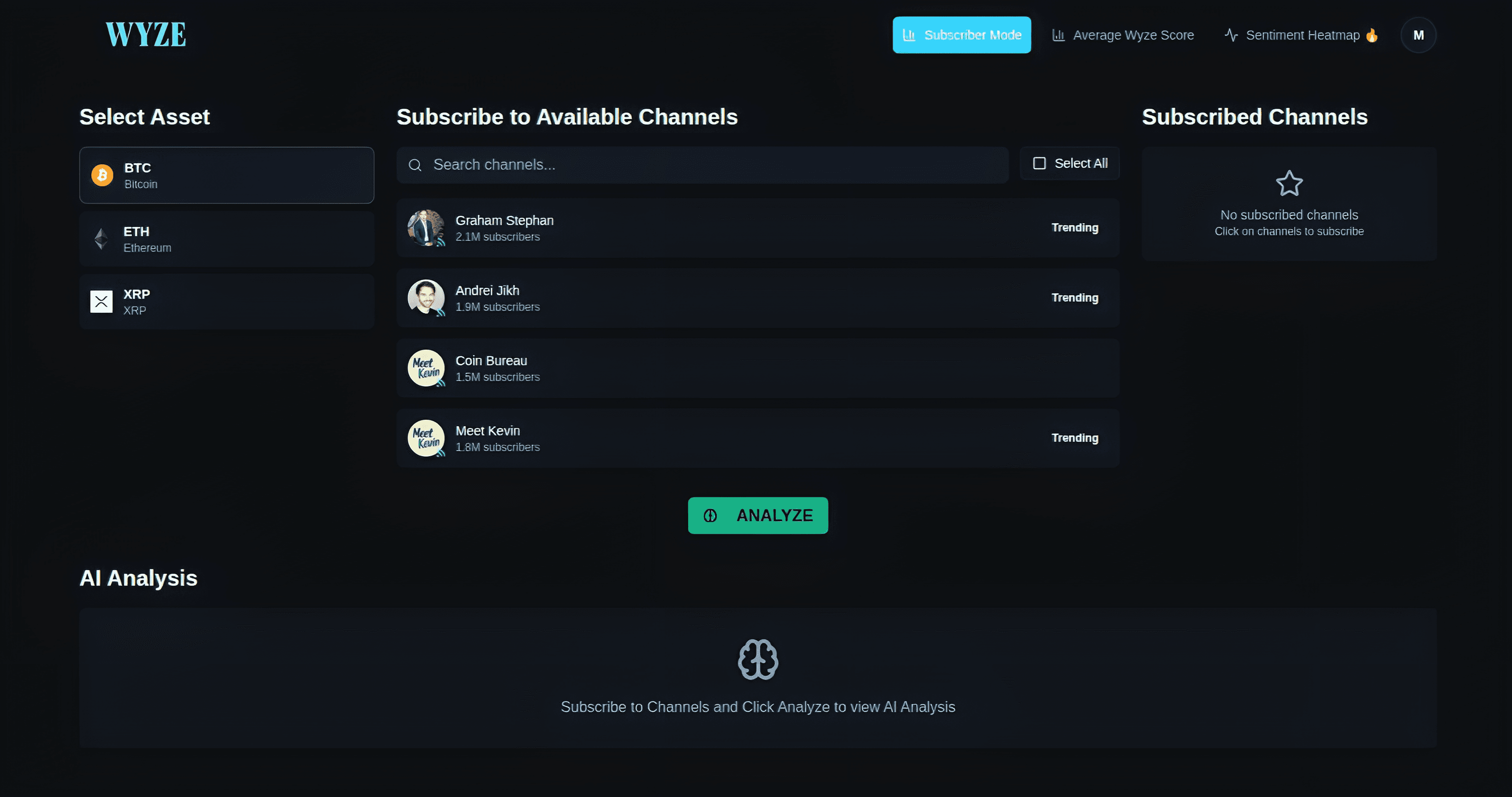 WYZE Crypto Dashboard Preview
